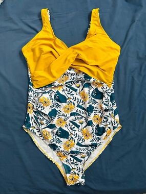 Maternity Yellow Floral One-Piece Swimsuit